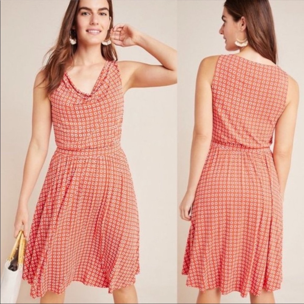Anthropologie Maeve Brianna Dress Cowl Neck Floral Midi size XS